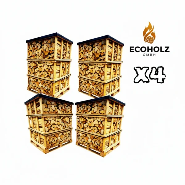 4 Paletten Brennholz (13,2 rm) - 45cm Scheite - Ofenfertig H1 G1