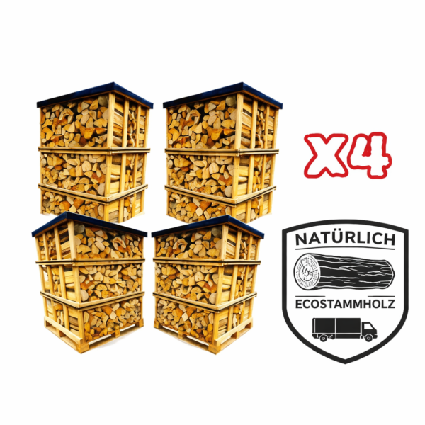 4 Paletten Brennholz (13,2 rm) - 25cm Scheite - Ofenfertig H1 G1