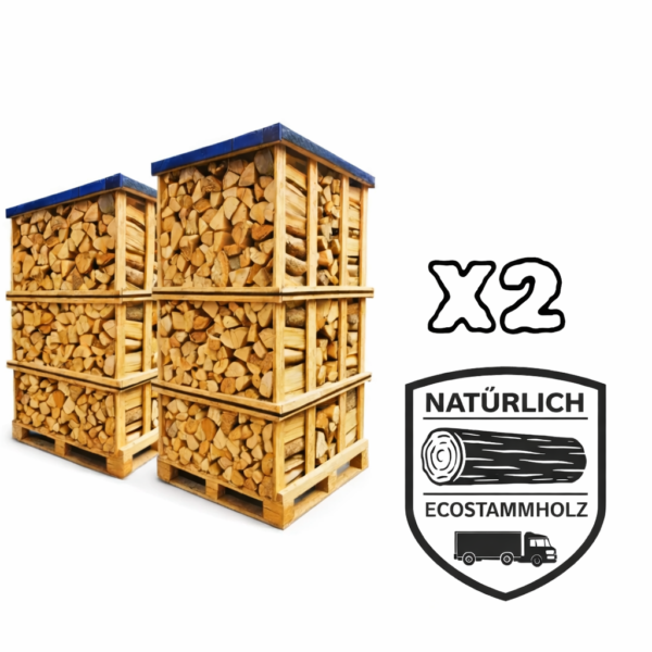 2 Paletten Brennholz (6,6 rm) - 30cm Scheite - Ofenfertig H1 G1
